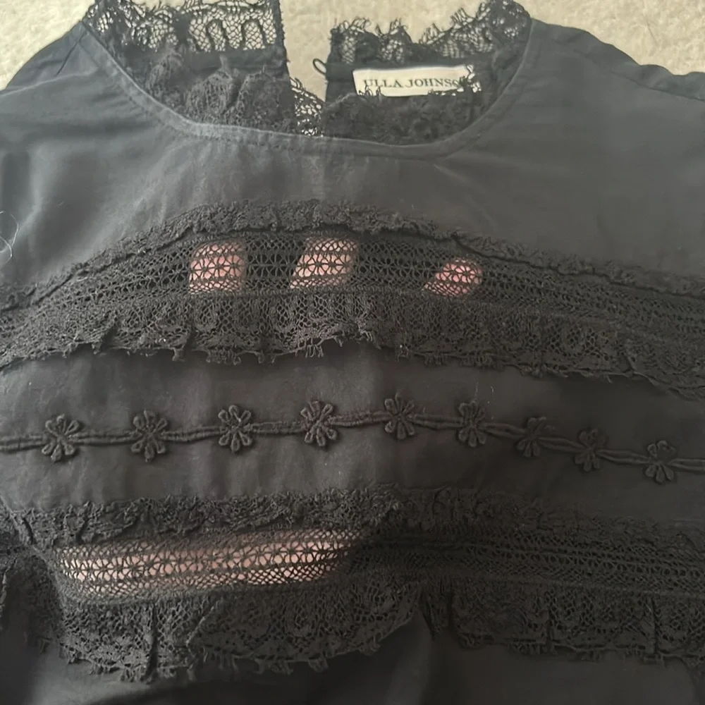 Ulla Johnson black cotton/lace top